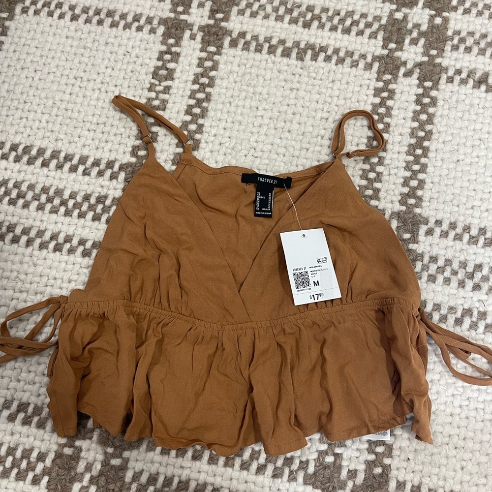 Forever 21 Brown Ruffled Peplum Camisole
